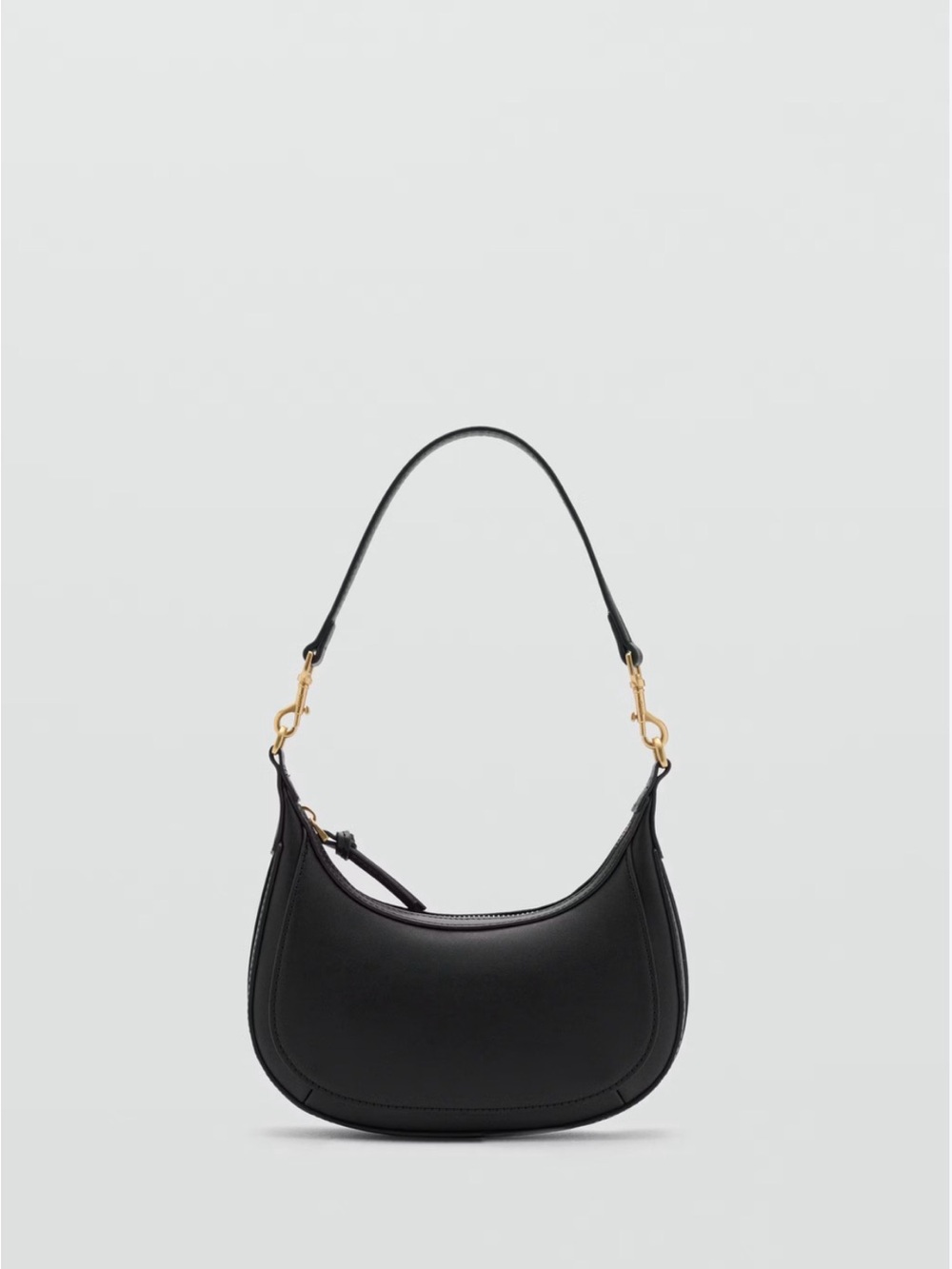 Mango Black Crescent Shoulder Bag with Gold Hardware